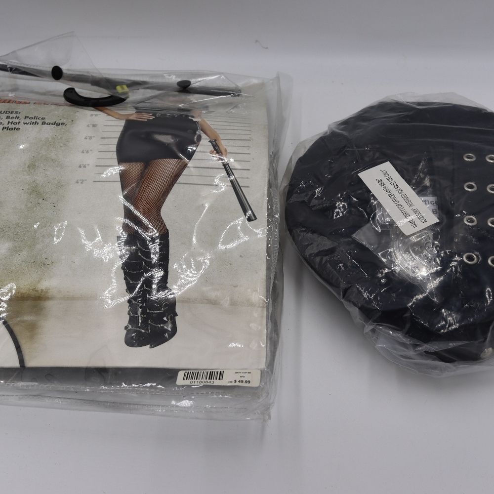 Sexy Cop INCOMPLETE Costume Halloween Anita Bribe Hat Police Cop Officer Med